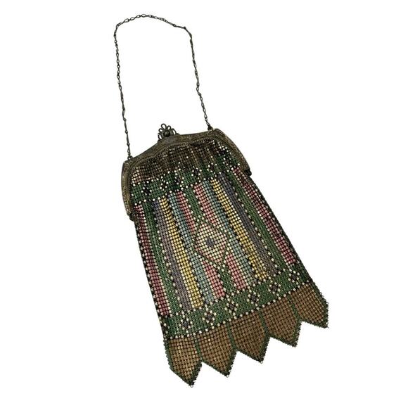 Whiting &Davis Ornate Art Deco Chain Mail Metal Mesh Purse Mid Century RARE GS - Picture 1 of 7